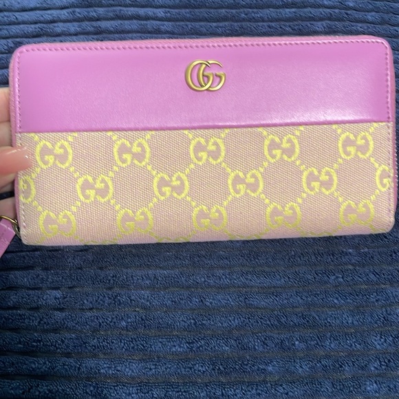 Gucci Pink and Yellow GG Wallet